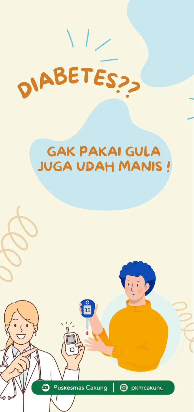 Panel berisi kalimat ajakan bahwa diabetes bukan berarti tidak boleh menikmati makanan favorit.
